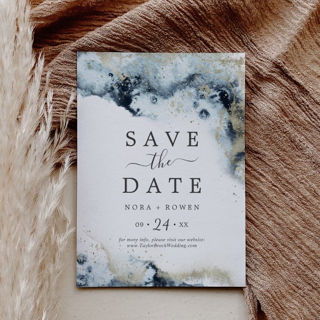 Abstract Navy Celestial Save the Date Card (Creator Uploaded)