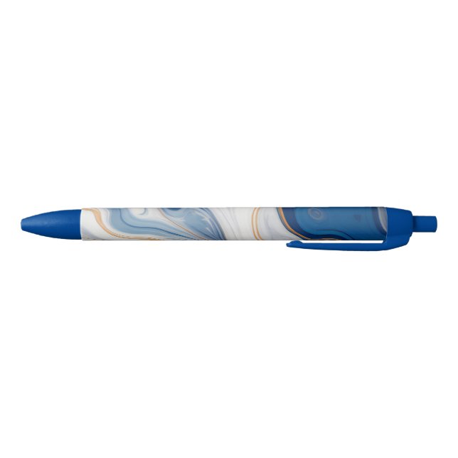 Abstract Navy Marble Design  Blue Ink Pen (Bottom)