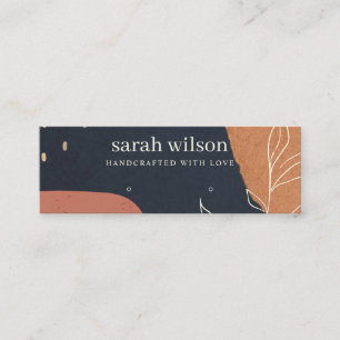 Abstract Navy Orange Leafy Stud Earring Display Mini Business Card