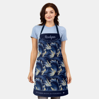 Abstract navy queen of the kitchen  personalised  apron