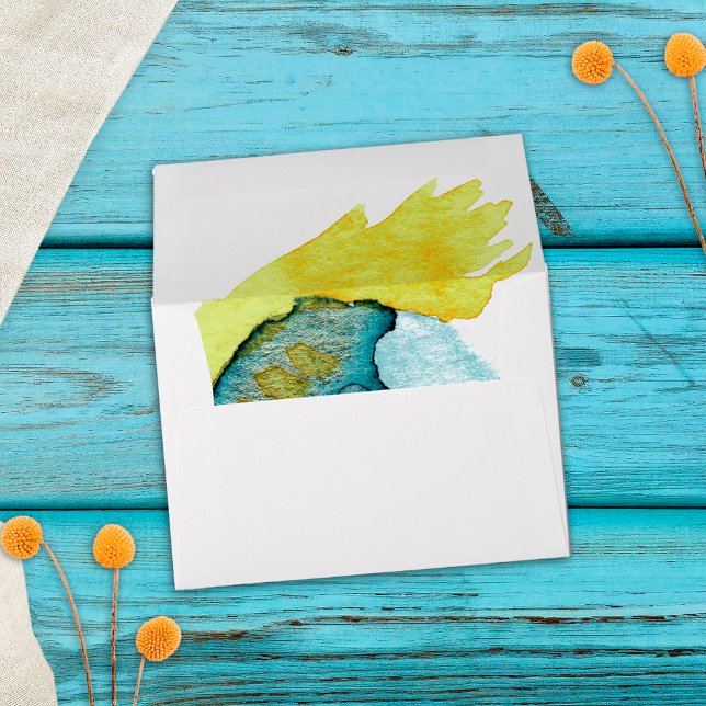 Abstract Navy Watercolor Unique Wedding Invitation Envelope (Creator Uploaded)