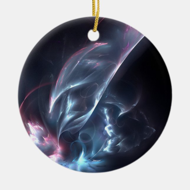 Abstract Nebula Blue and Purple Ceramic Ornament (Front)