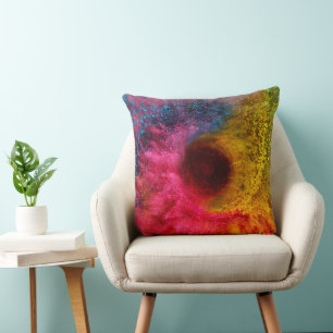 Abstract Nebula Pattern - Colourful Cosmic Space Cushion