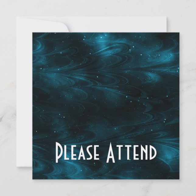 Abstract Nebula Texture - Blue Invitation (Front)
