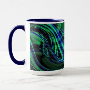 Abstract Neon Aqua N Blue Waves Mug