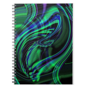 Abstract Neon Aqua N Blue Waves Notebook