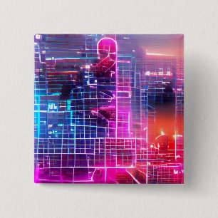 Abstract neon art T-Shirt 15 Cm Square Badge