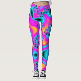 Abstract Neon Background with Glowing Pattern Leggings