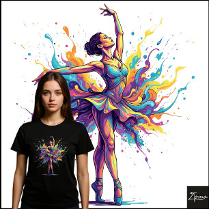 Abstract Neon Ballerina En Pointe Splatter Tri-Blend Shirt