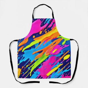 Abstract Neon Brushstrokes Splash Art Apron