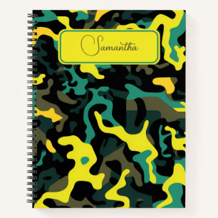 Abstract Neon Camo Spiral Notebook
