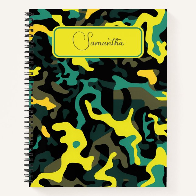 Abstract Neon Camo Spiral Notebook (Front)