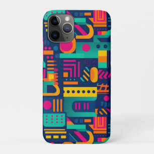 Abstract neon colors and geometric bohemian shapes iPhone 11 pro case