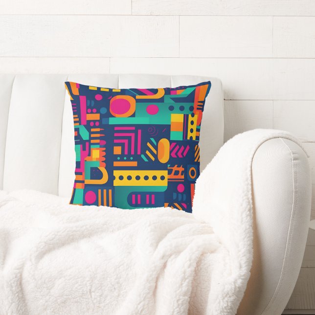 Abstract neon colours and geometric bohemian shape cushion (Creator Uploaded)