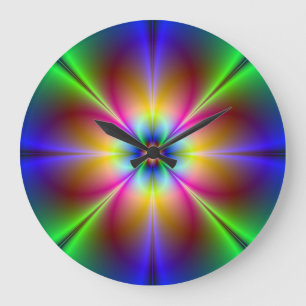Abstract Neon Daisy Round Wall Clock
