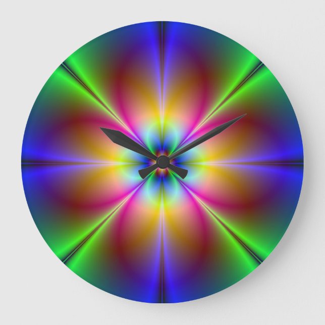 Abstract Neon Daisy Round Wall Clock (Front)
