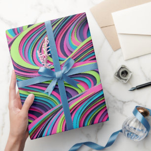 Abstract Neon Desert Dune Ripple Wrapping Paper