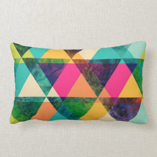 Abstract Neon Geometric Print Triangles Lumbar Cushion