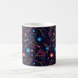 Abstract neon geometric shapes design coffee mug
