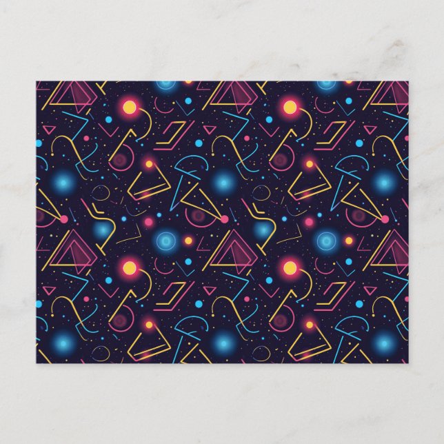 Abstract neon geometric shapes design postcard (Front)
