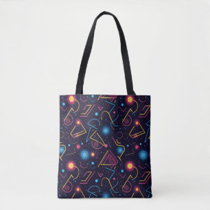 Abstract neon geometric shapes design tote bag