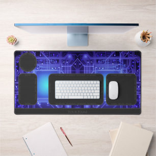Abstract neon glowing shapes desk organiser mat