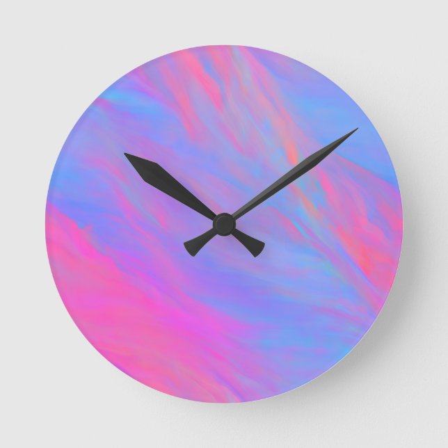 Abstract Neon Ink Flow Round Clock (Front)