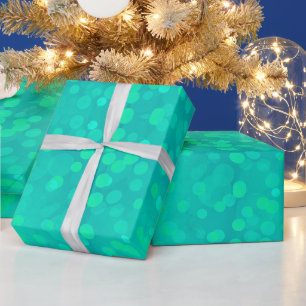 Abstract neon mint green bokeh Christmas lights Wrapping Paper
