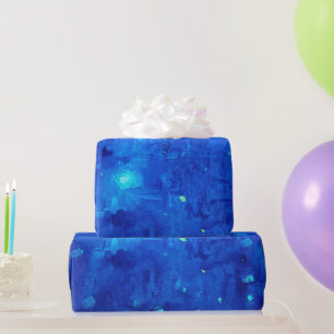 Abstract Neon Outer Space Blue Wrapping Paper