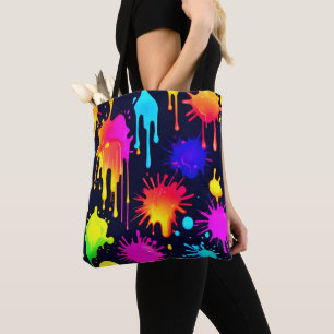 Abstract Neon Paint Drip Artwork Tote Bag