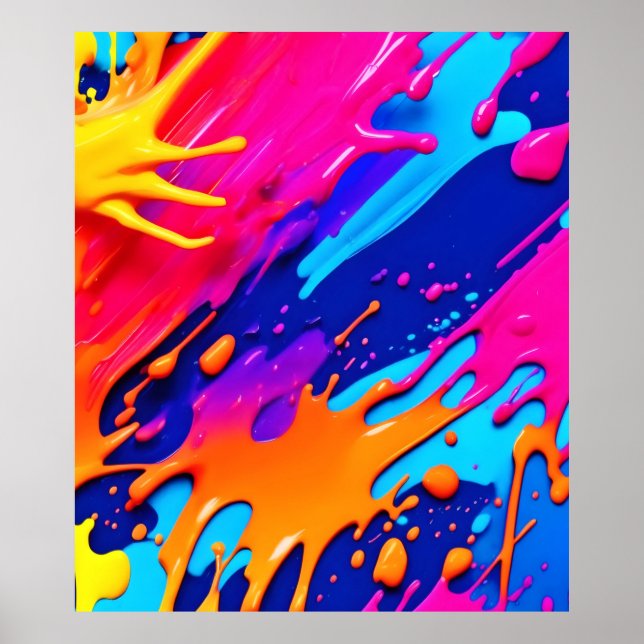 Abstract Neon Paint Drip Design Poster (Front)