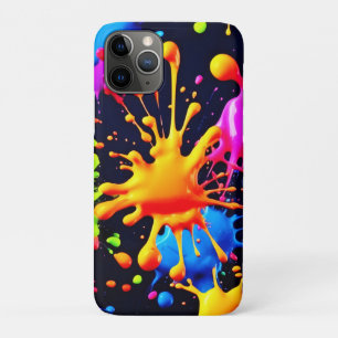Abstract Neon Paint Splash Artwork iPhone 11 Pro Case