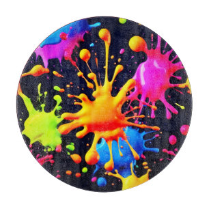 Abstract Neon Paint Splash Artwork Cutting Board