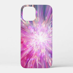 Abstract Neon Pink and Blue Energy Blast Graphic iPhone 12 Mini Case