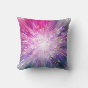 Abstract Neon Pink and Blue Energy Blast Graphic Cushion