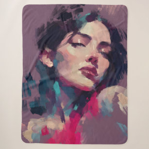 Abstract Neon Portrait Sherpa Blanket