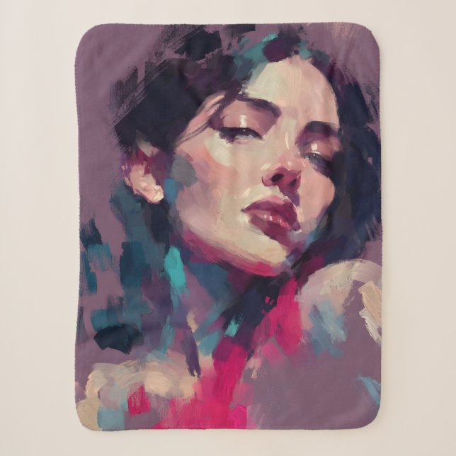 Abstract Neon Portrait Study Sherpa Blanket (Front)