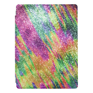 Abstract Neon Rainbow Sparkly Glitter iPad Pro Cover