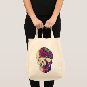 Abstract Neon Skull: Vibrant Chaos Tote Bag