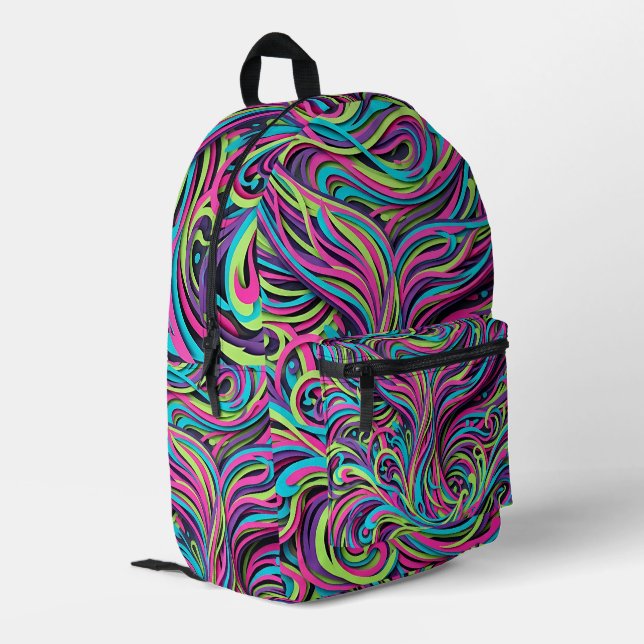 Abstract Neon Whale Tail Backpack (Back Corner Left)