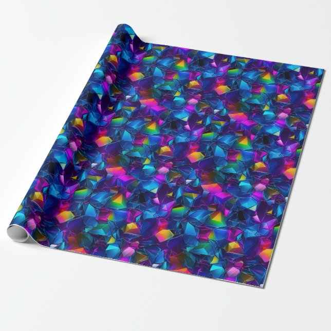 Abstract Neon Wonderland Wrapping Paper (Unrolled)