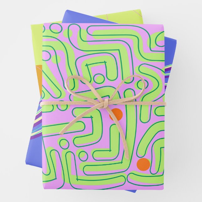 Abstract Neon Wrapping Paper Sheet (In situ)