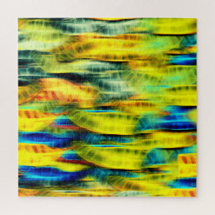 Abstract Neon Yellow Green Snake Pattern Jigsaw Puzzle