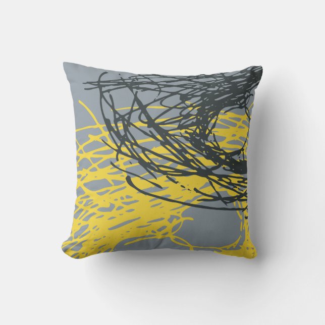 Abstract Nest design in grey and yellow Cushion (Front)