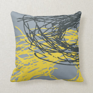 Abstract Nest design in grey and yellow Cushion