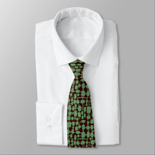 Abstract Network - Army Green on Brown 330000 Tie