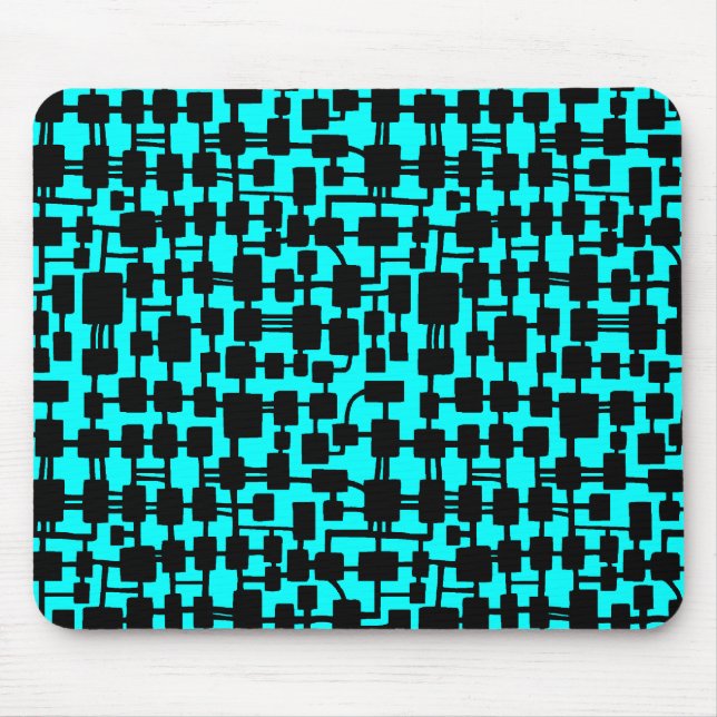 Abstract Network - Black on Cyan 00FFFF Mouse Pad (Front)