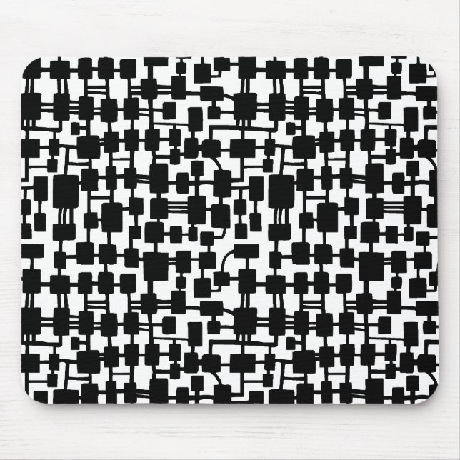 Abstract Network - Black on White Mouse Pad (Front)