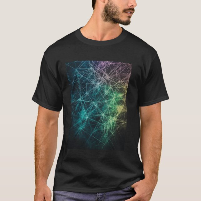 Abstract Network Lines Futuristic Art T-Shirt (Front)