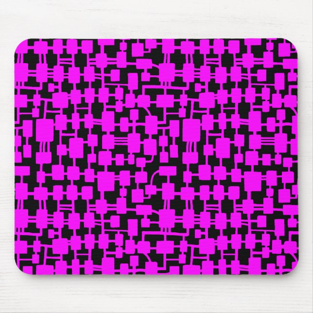 Abstract Network - Magenta on Black Mouse Pad (Front)